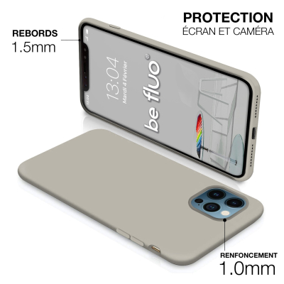 Coque Silicone Moxie BeFluo Fine et Légère pour iPhone 17 Pro Max, Intérieur Microfibre - Gris nardo