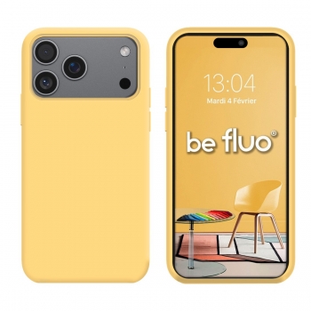 Coque Silicone Moxie BeFluo Fine et Légère pour iPhone 17 Pro Max, Intérieur Microfibre - Jaune