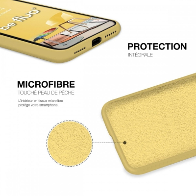 Coque Silicone Moxie BeFluo Fine et Légère pour iPhone 17 Pro Max, Intérieur Microfibre - Jaune