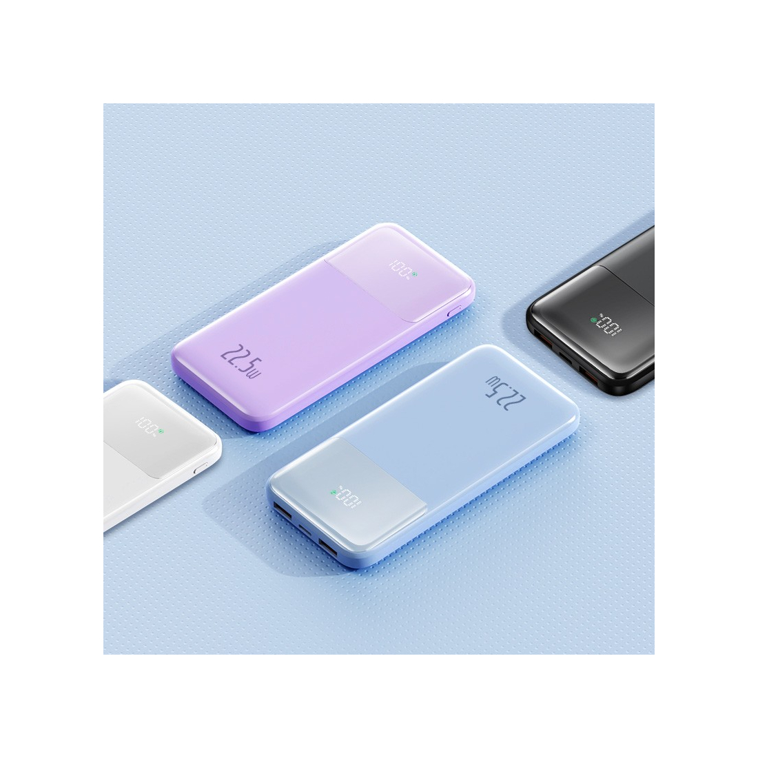 Powerbank 10000 mAh avec affichage digital 22,5W - Bleu clair