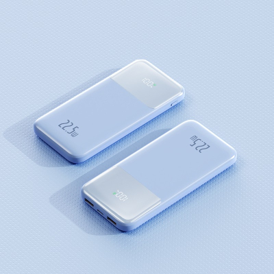Powerbank 10000 mAh avec affichage digital 22,5W - Bleu clair