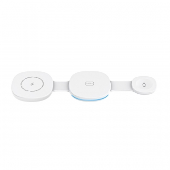 Chargeur sans fil 3en1 compact 15W - Blanc