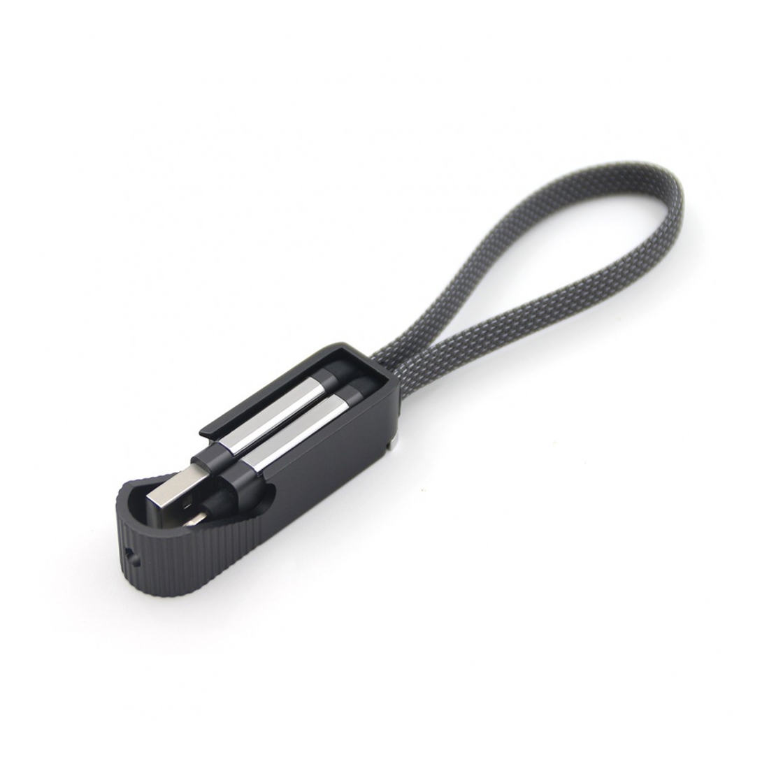 Porte clef ouvre bouteille avec cable data Type-C / lightning - Gris