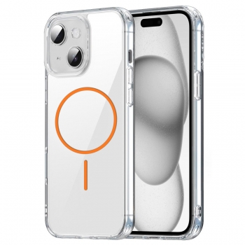 Coque TPU transparente iphone 14 avec magsafe couleur orange