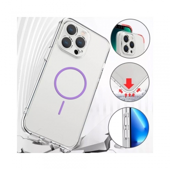 Coque TPU transparente iphone 14 Pro avec magsafe - Violet