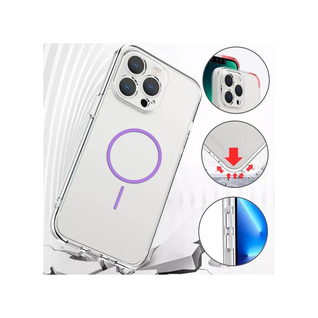 Coque TPU transparente iphone 14 Pro avec magsafe - Violet