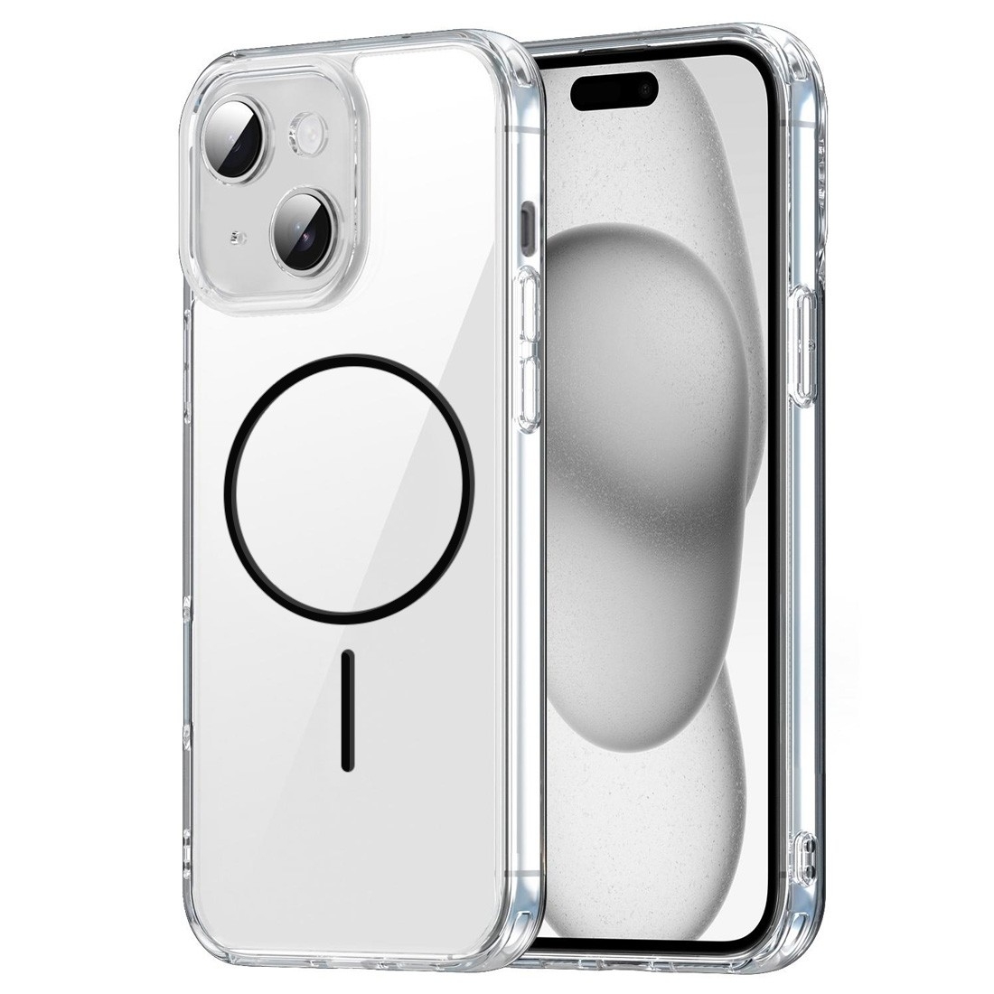 Coque renforcée transparente iPhone 15 avec magsafe - Noir