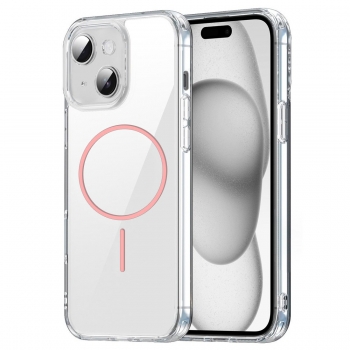 Coque renforcée transparente iPhone 15 avec magsafe - Rose