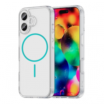 Coque TPU transparente iPhone 16 avec magsafe - Bleu clair