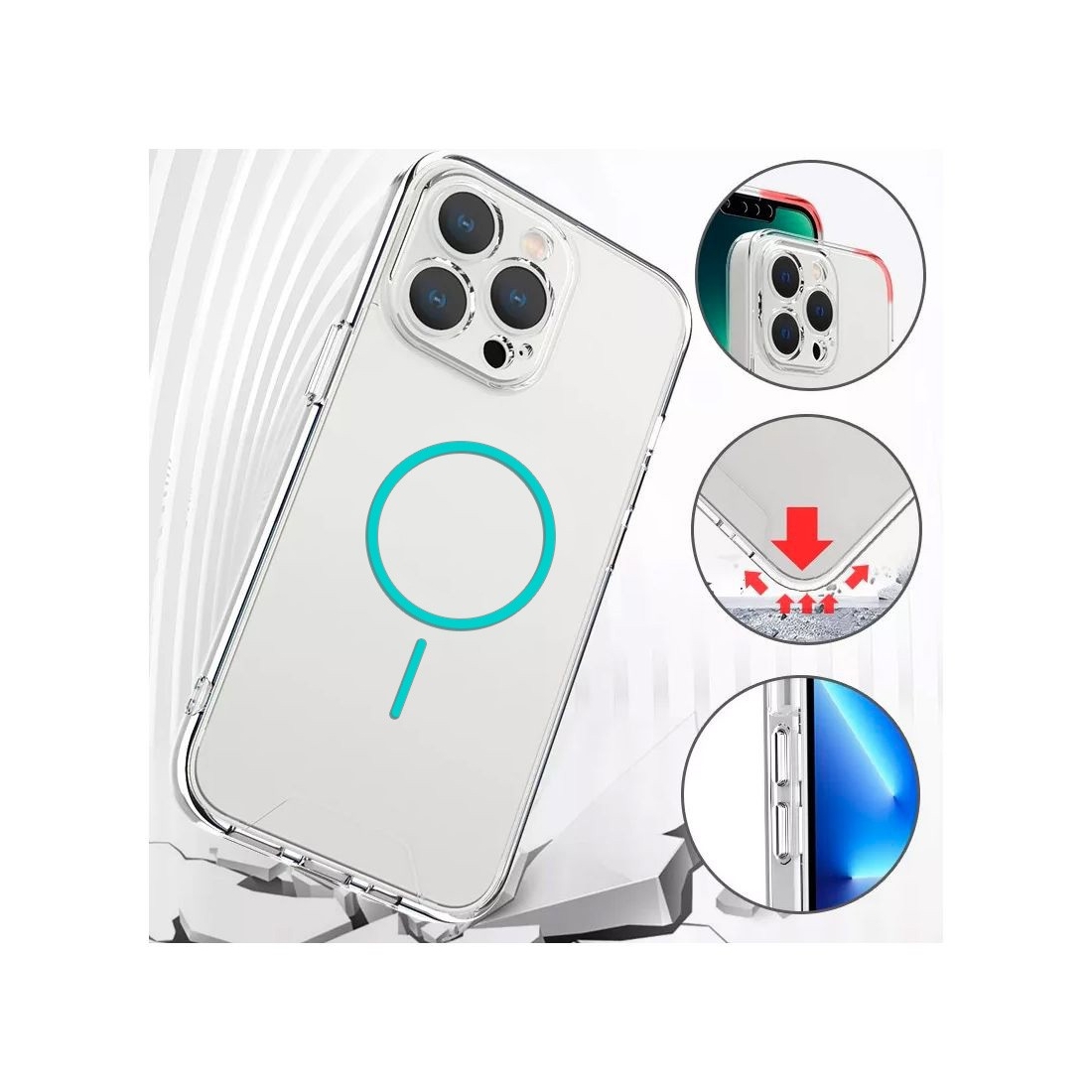 Coque renforcée transparente iPhone 16E avec magsafe - Bleu clair