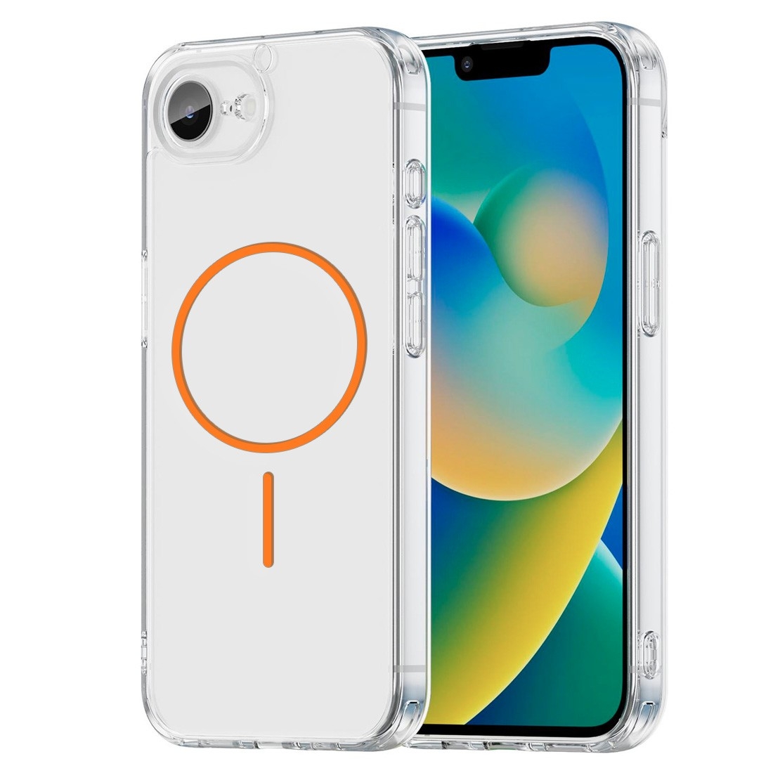 Coque renforcée transparente iPhone 16E avec magsafe - orange