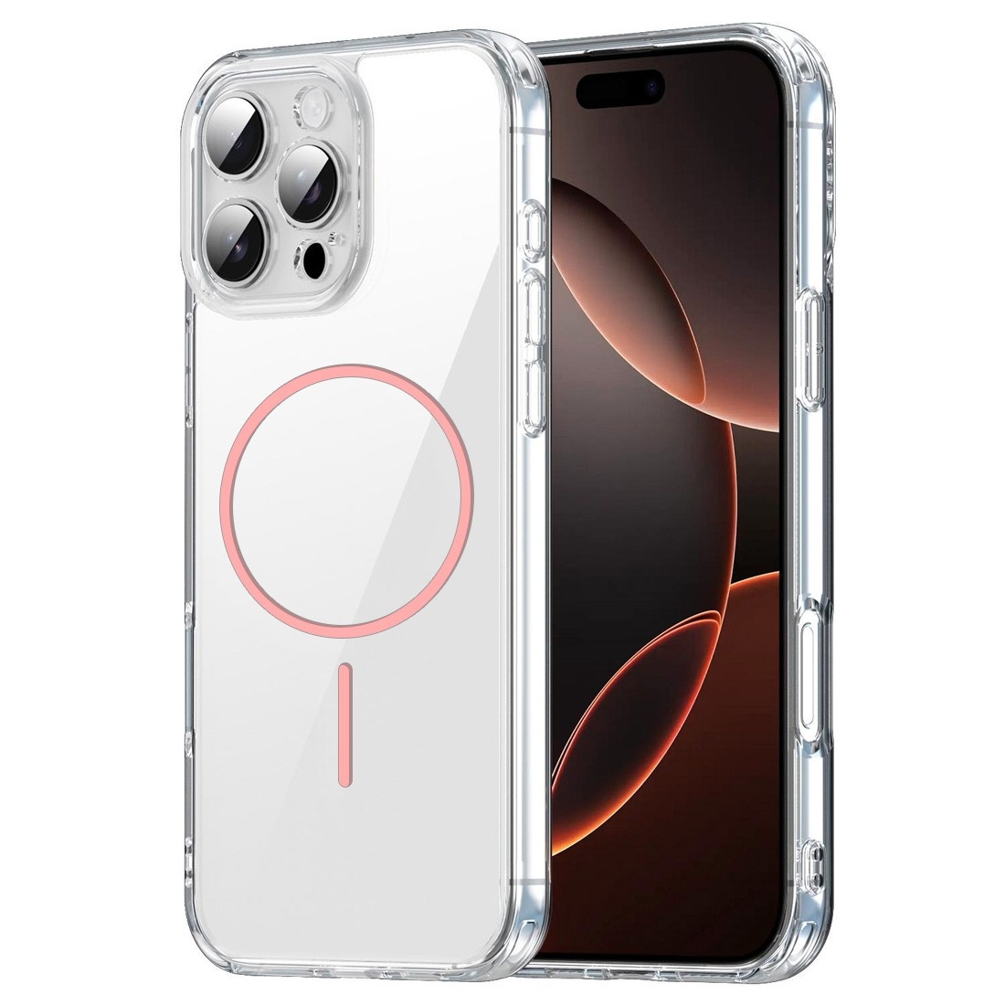 Coque renforcée transparente iPhone 16 Pro avec magsafe - Rose