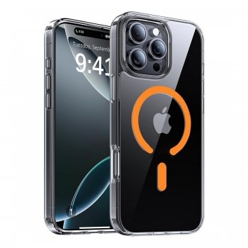 Coque Renforcée transparente iPhone 16 Pro Max avec magsafe Orange