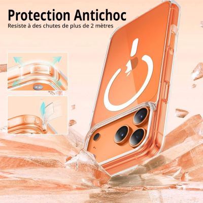 Coque Renforcée transparente iPhone 17 avec magsafe couleur Noir