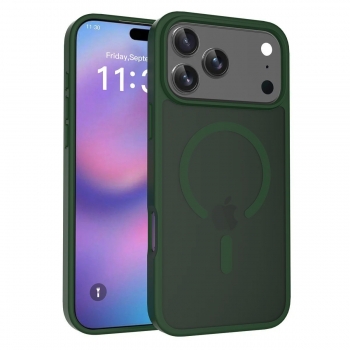 Coque renforcée semi transparente iPhone 17 Pro avec magsafe vert
