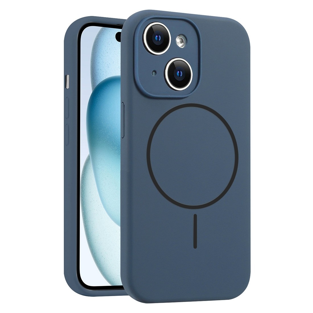 Coque Silicone Moxie BeFluo avec magsafe iPhone 15 - bleu foncé