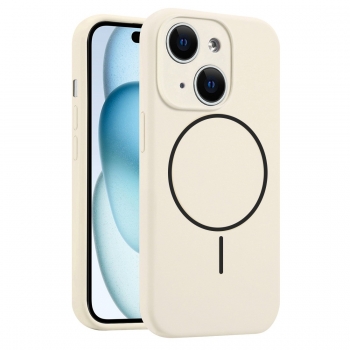 Coque Silicone Moxie BeFluo avec magsafe iPhone 15 - creme