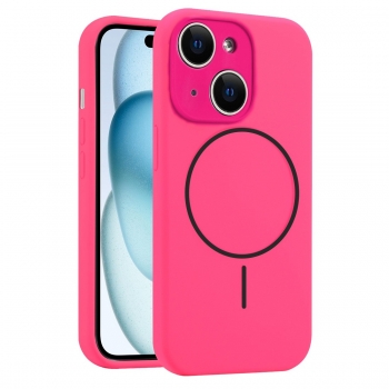 Coque Silicone Moxie BeFluo avec magsafe iPhone 15 - rose