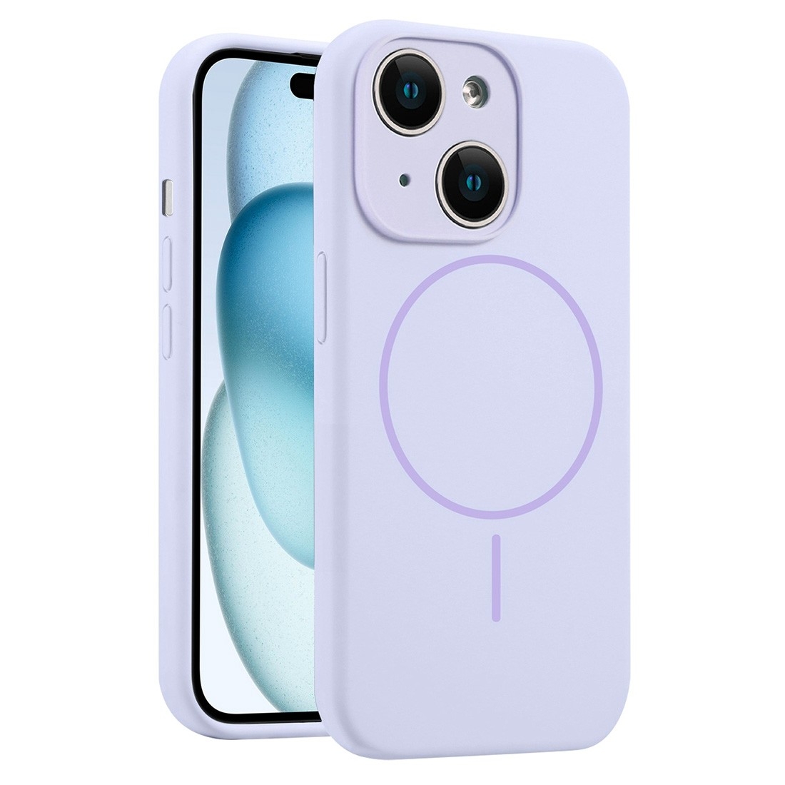 Coque Silicone Moxie BeFluo avec magsafe iPhone 15 Plus - lilas