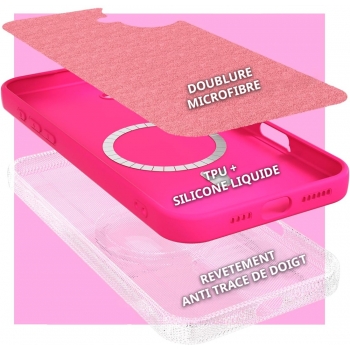Coque Silicone Moxie BeFluo avec magsafe iPhone 15 Plus - lilas