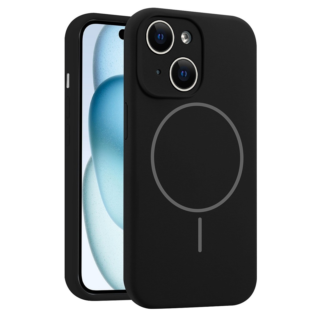 Coque Silicone Moxie BeFluo avec magsafe iPhone 15 Plus - noir