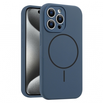 Coque Silicone Moxie BeFluo avec magsafe iPhone 15 Pro - bleu foncé