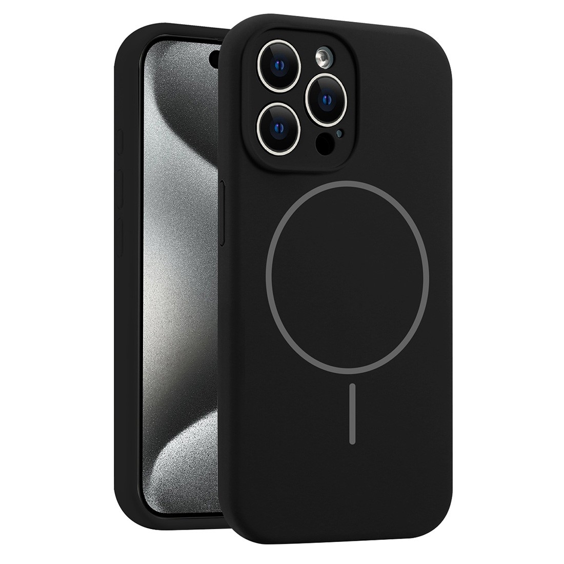Coque Silicone Moxie BeFluo avec magsafe iPhone 15 Pro - noir