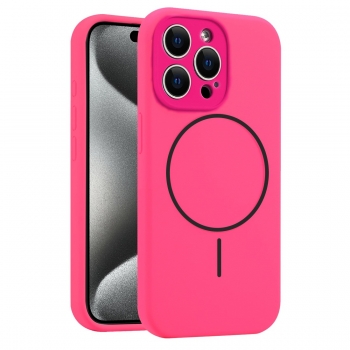 Coque Silicone Moxie BeFluo avec magsafe iPhone 15 Pro - rose