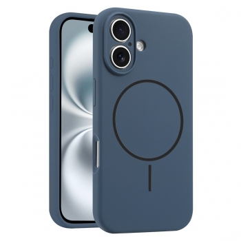 Coque Silicone Moxie BeFluo avec magsafe iPhone 16 - bleu foncé