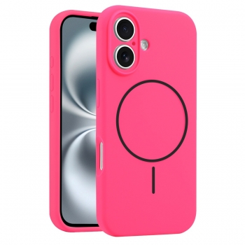 Coque Silicone Moxie BeFluo avec magsafe iPhone 16 - rose