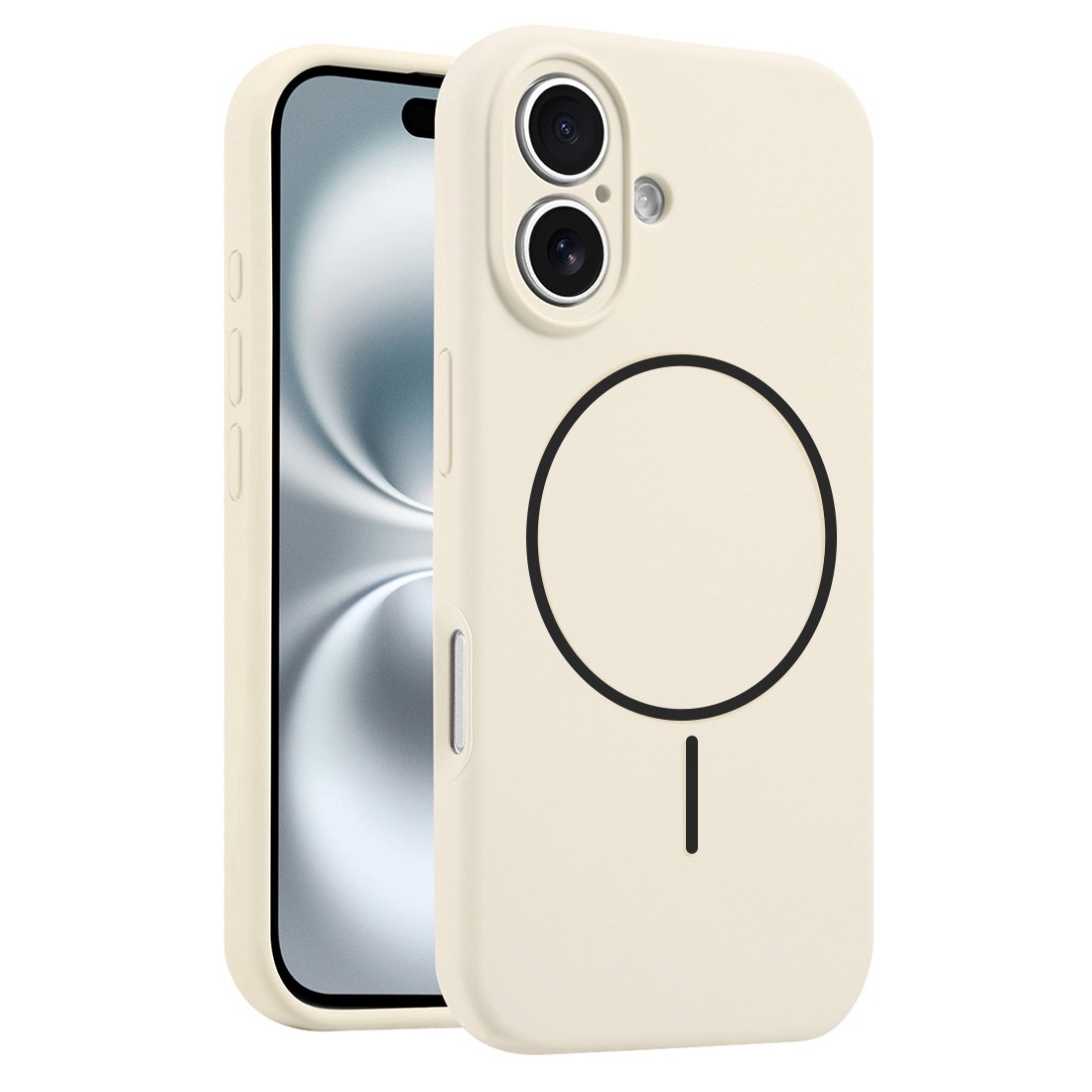 Coque Silicone Moxie BeFluo avec magsafe iPhone 16 Plus - creme