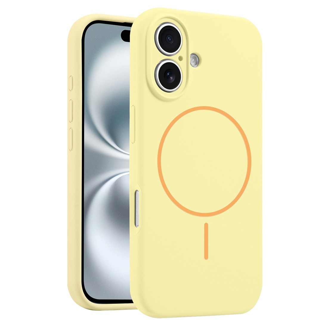 Coque Silicone Moxie BeFluo avec magsafe iPhone 16 Plus - jaune