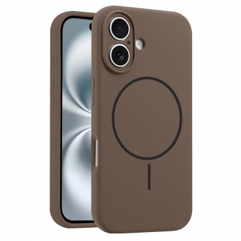 Coque Silicone Moxie BeFluo avec magsafe iPhone 16 Plus - marron