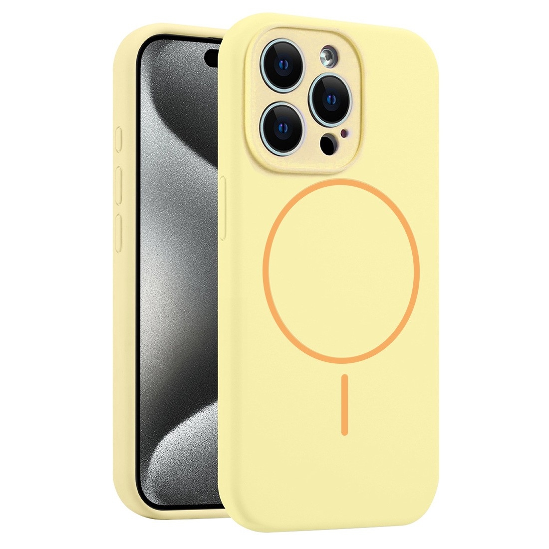Coque Silicone Moxie BeFluo avec magsafe iPhone 16 Pro - jaune