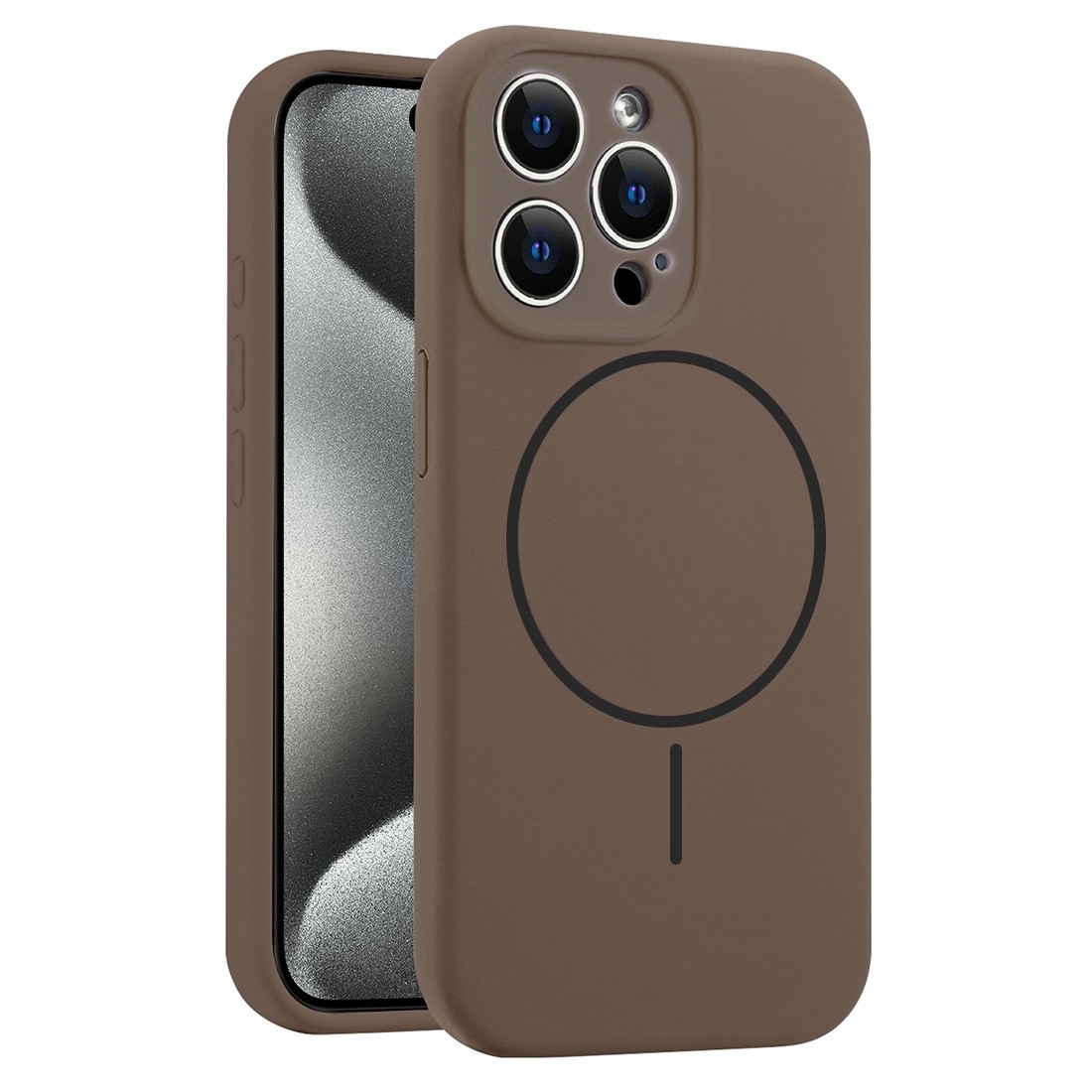 Coque Silicone Moxie BeFluo avec magsafe iPhone 16 Pro Max - marron
