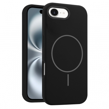 Coque Silicone Moxie BeFluo avec magsafe iPhone 16E - noir