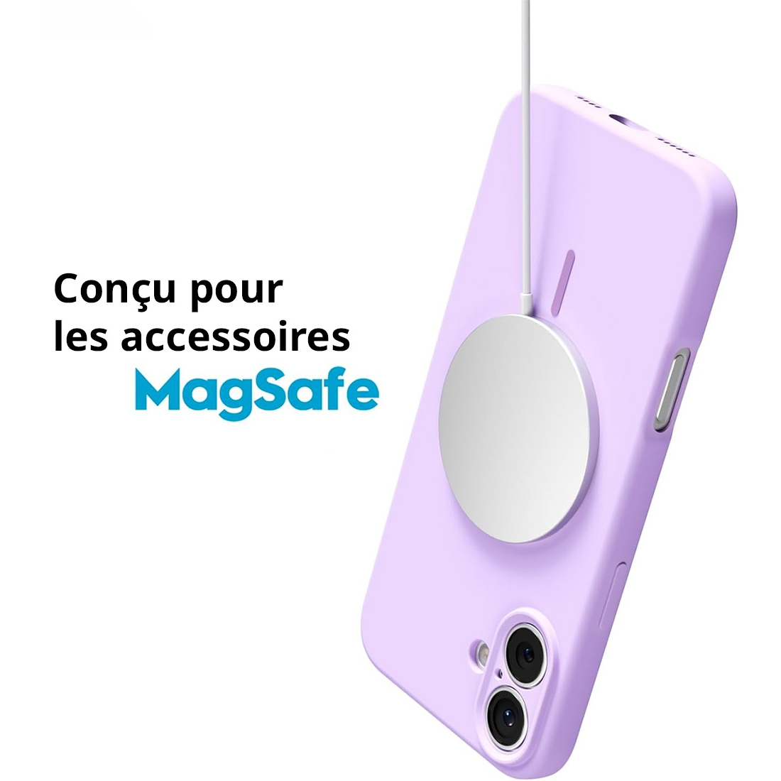 Coque Silicone Moxie BeFluo magsafe iPhone 15 Plus - Rose clair
