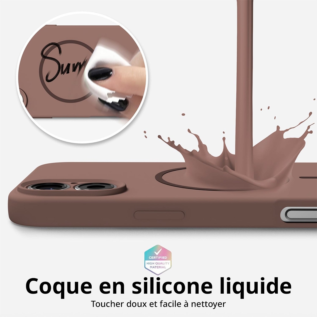 Coque Silicone Moxie BeFluo magsafe iPhone 16 Pro - Rose clair