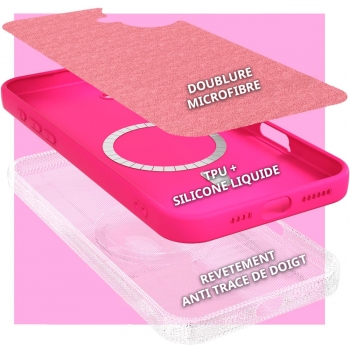 Coque Silicone Moxie BeFluo magsafe iPhone 16 Pro Max - Rose clair