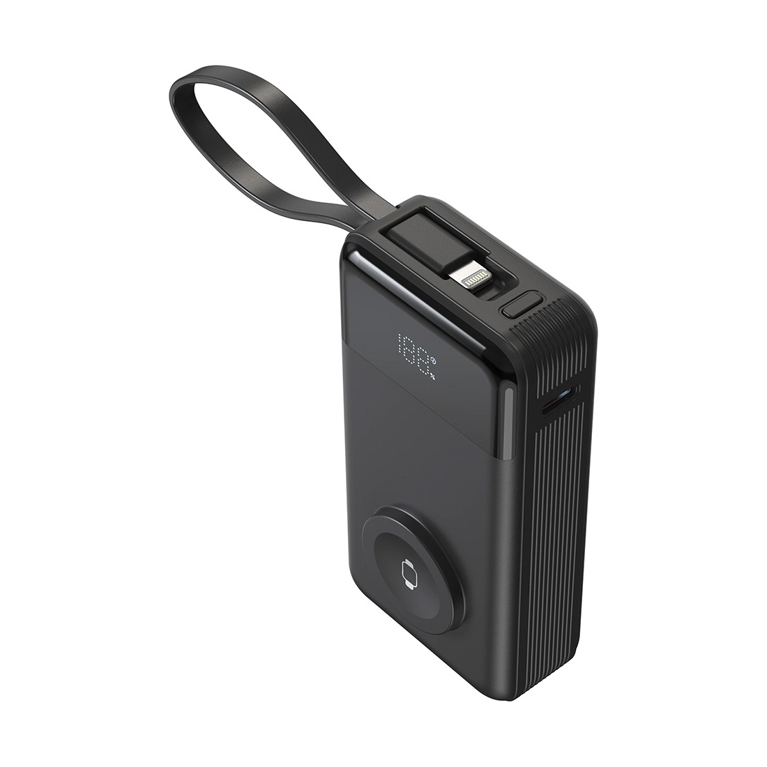 Powerbank 10000 mAh 3 en 1 câbles USB-C et Lightning intégrés - Blanc