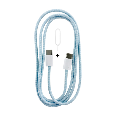 Câble data Nylon POP tressé USB-C vers USB-C 60W - Bleu clair