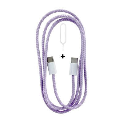 Câble data Nylon POP tressé USB-C vers USB-C 60W - Lavande