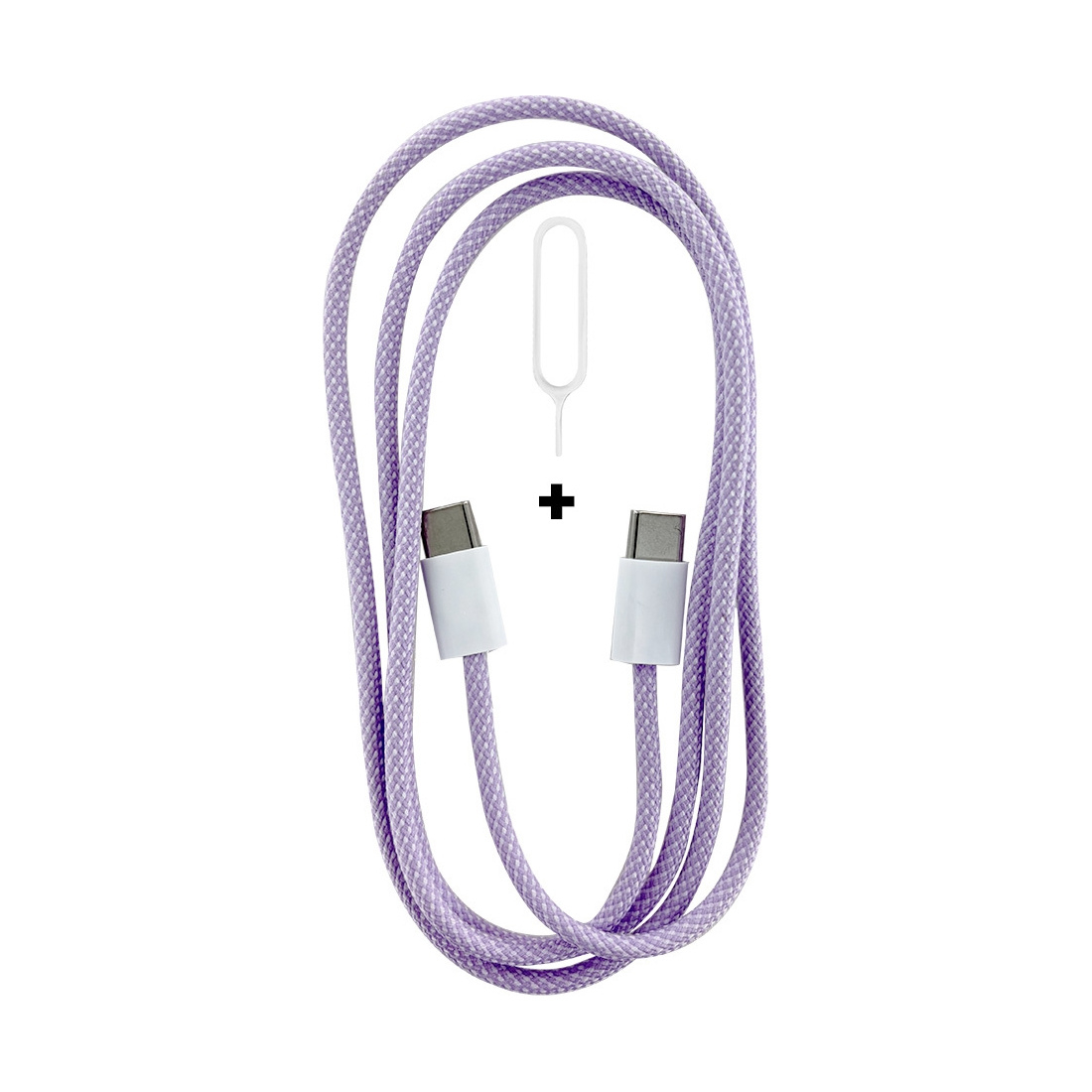Câble data Nylon POP tressé USB-C vers USB-C 60W - Lavande