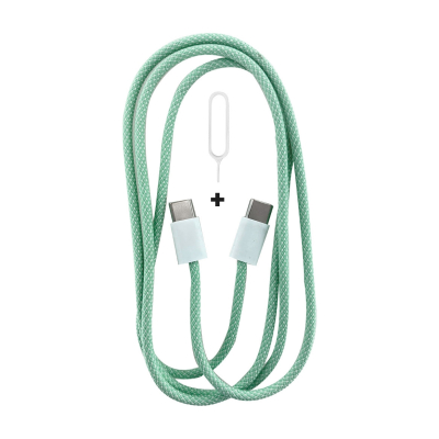 Câble data Nylon POP tressé USB-C vers USB-C 60W - Vert