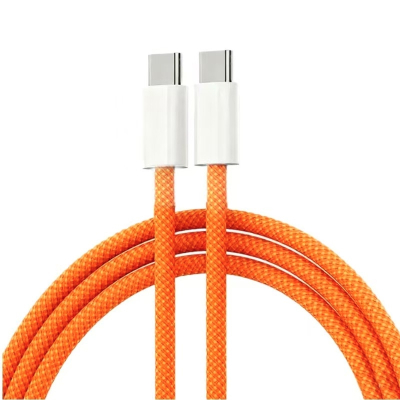 Câble data Nylon POP tressé USB-C vers USB-C 60W - Orange