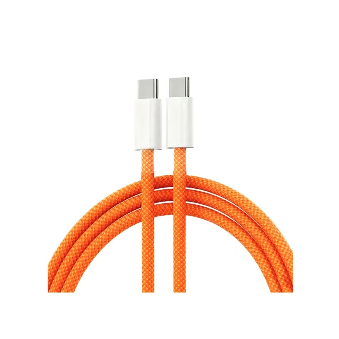 Câble data Nylon POP tressé USB-C vers USB-C 60W - Orange