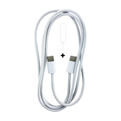 Câble data Nylon POP tressé USB-C vers USB-C 60W - Blanc