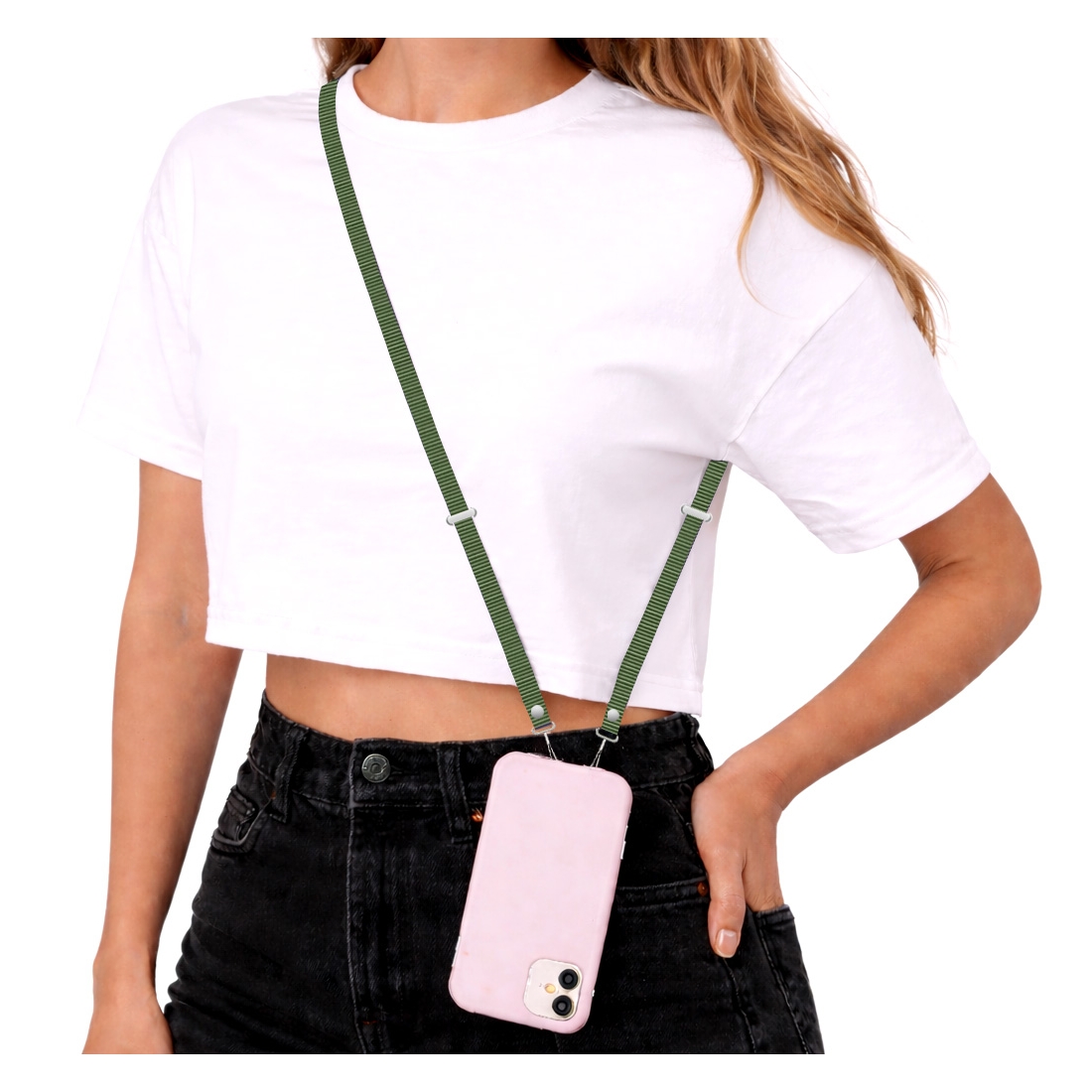Bandouliere tissé  208 cm pour Smartphone - vert foncé
