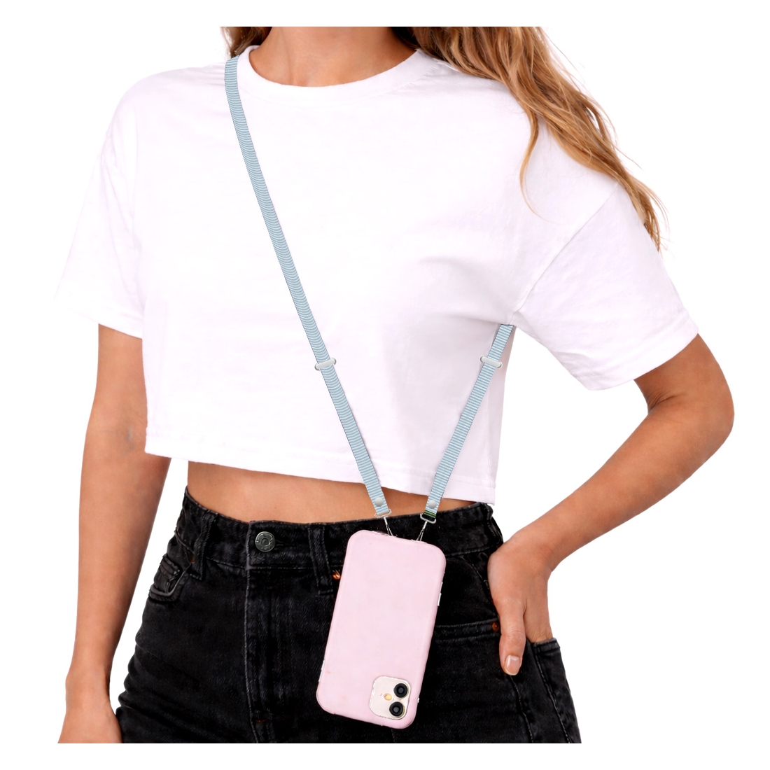 Bandouliere tissé  208 cm pour Smartphone - bleu glacier