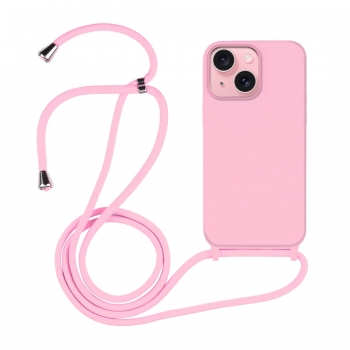 Coque premium + lacet Color lace pour iphone 15 Plus - rose clair